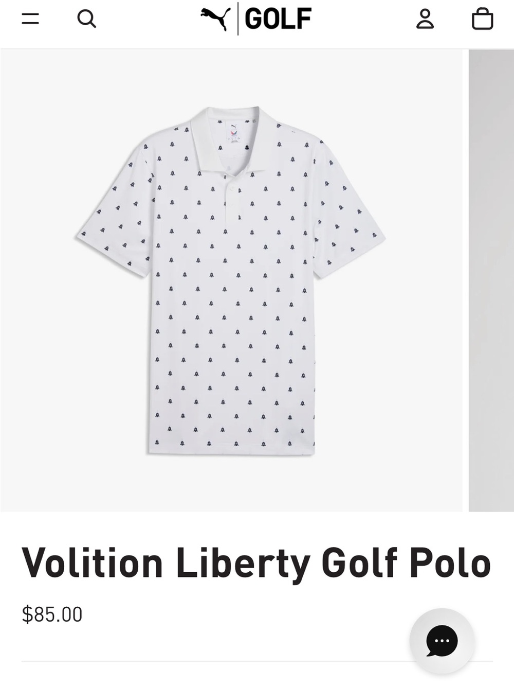 Puma White Polo with Navy Liberty Bell Motif
